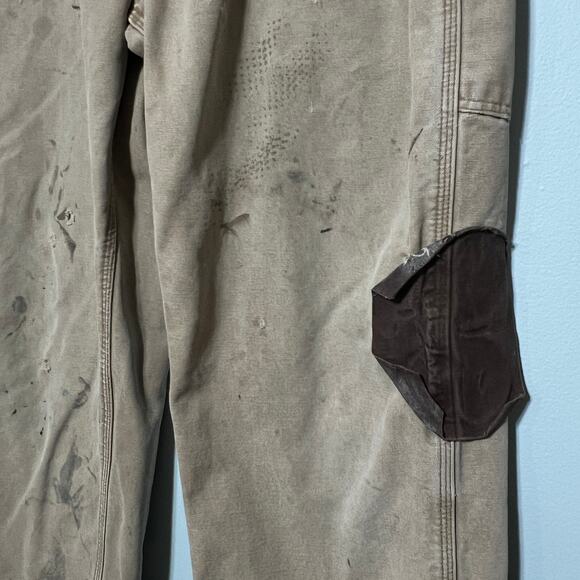 Carhartt Carpenter Work Pants Sz 38x34 Tan Flannel Lined Distressed Vintage Y2K - Picture 5 of 15